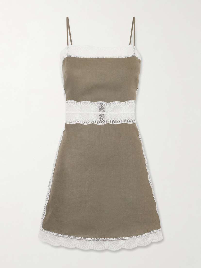 Staud Amalina Lace-trimmed Linen Mini Dress | Thumbnail 5 Staud Amalina Lace-trimmed Linen Mini Dress | Thumbnail 5
