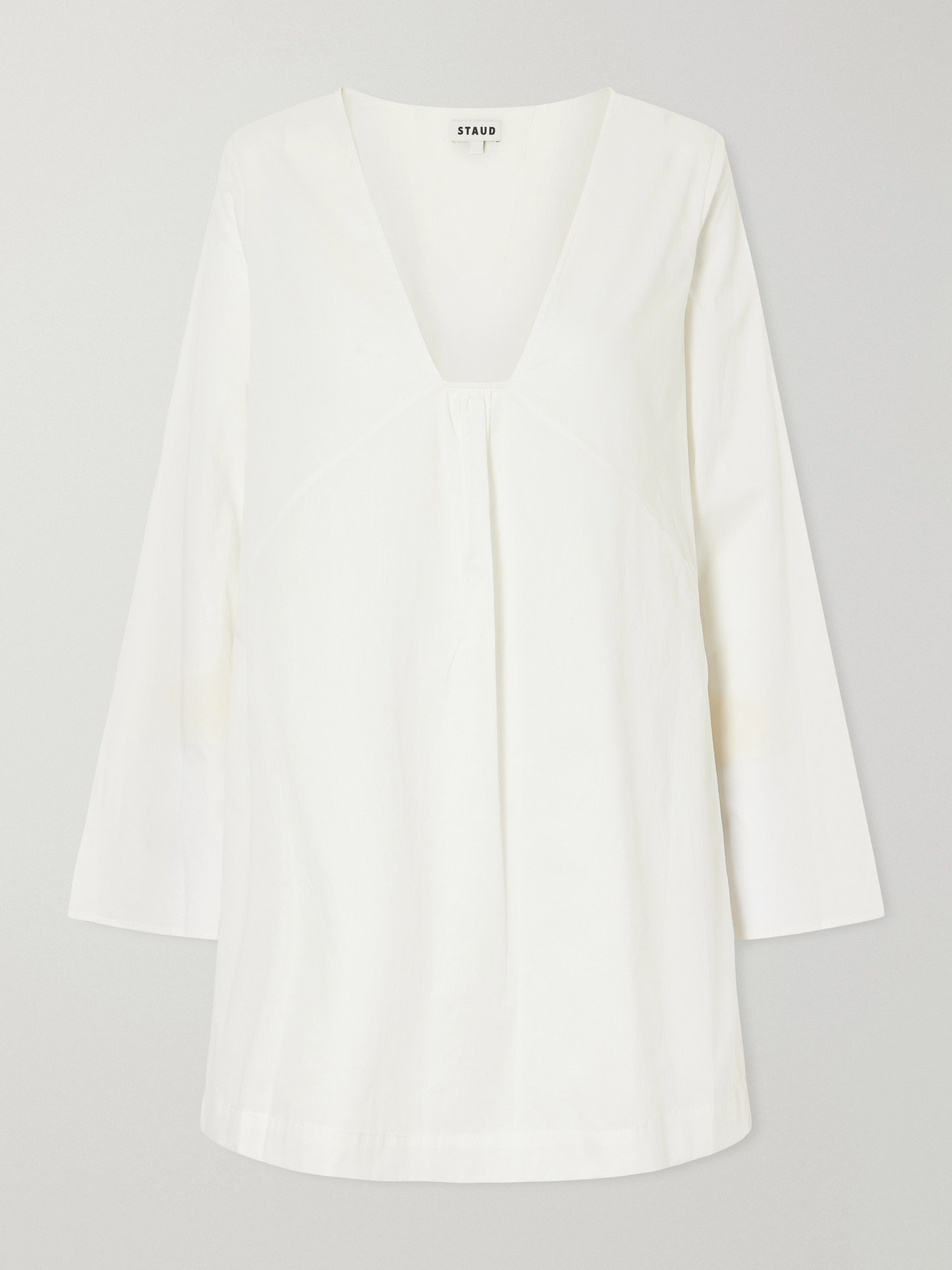 Staud Vivi Paneled Cotton Dress In White