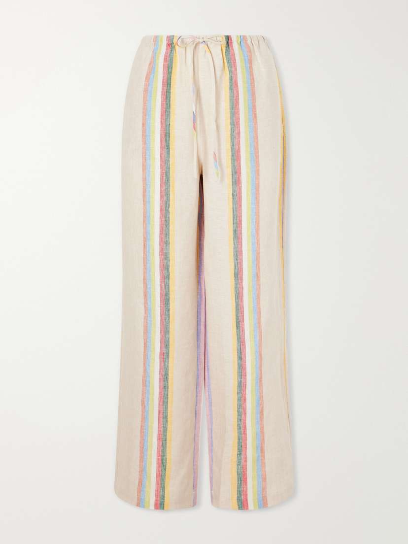 Staud Mateo Striped Linen Wide-leg Pants