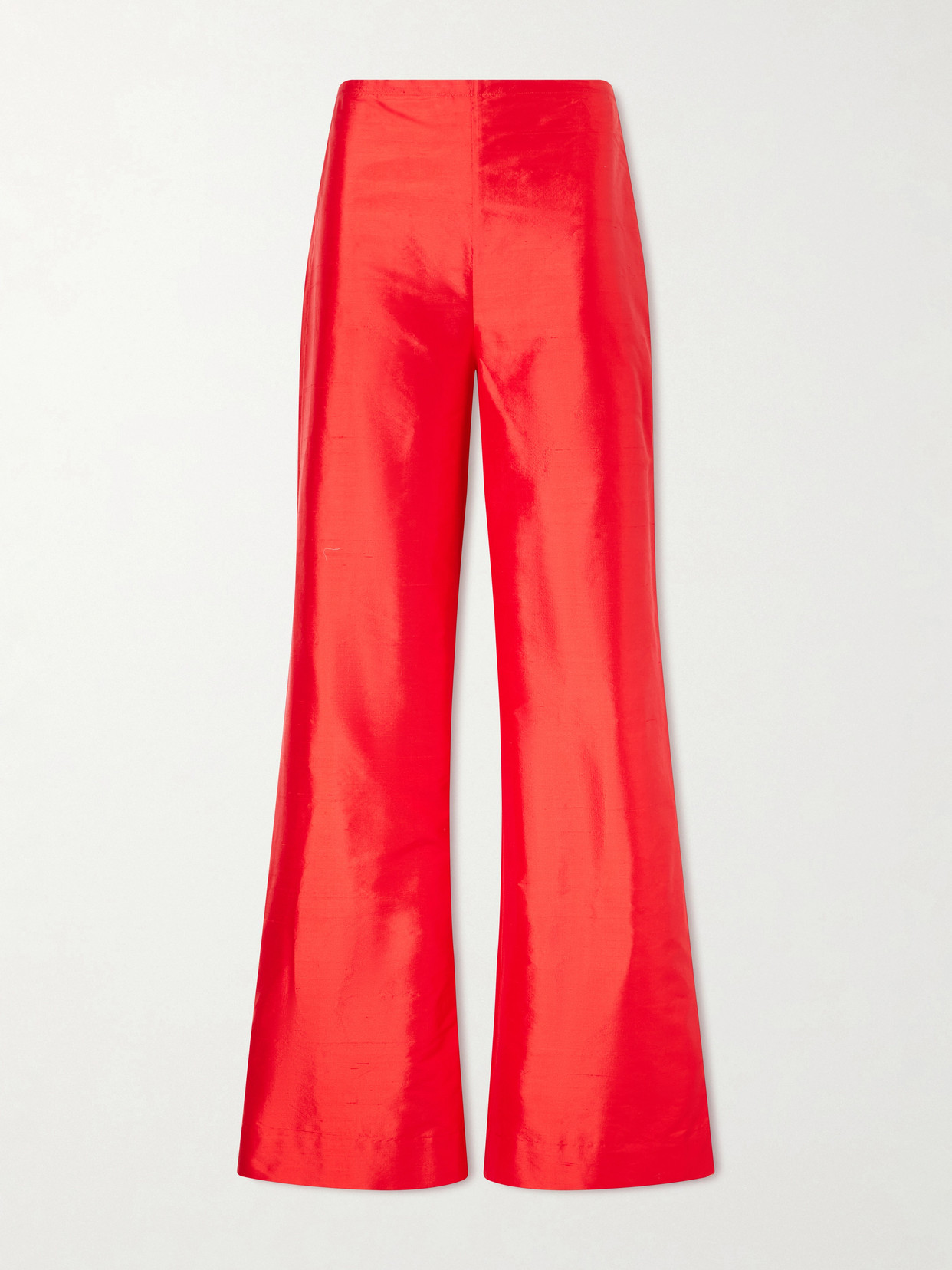 Staud Stroll Silk-dupioni Wide-leg Pants In Red