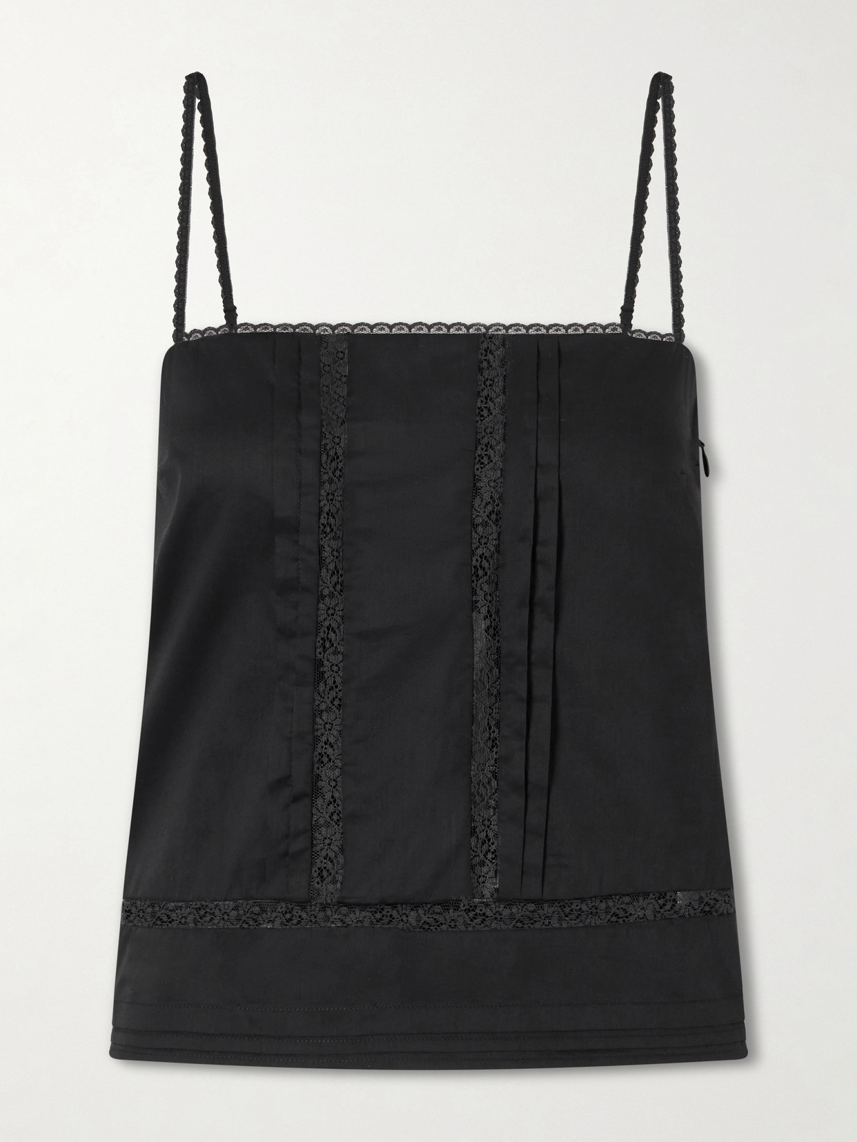 Staud Corinna Lace-trimmed Cotton Top In Black
