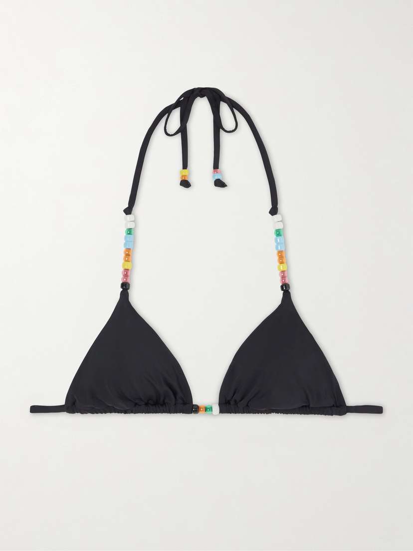 Staud Lido Embellished Triangle Bikini Top