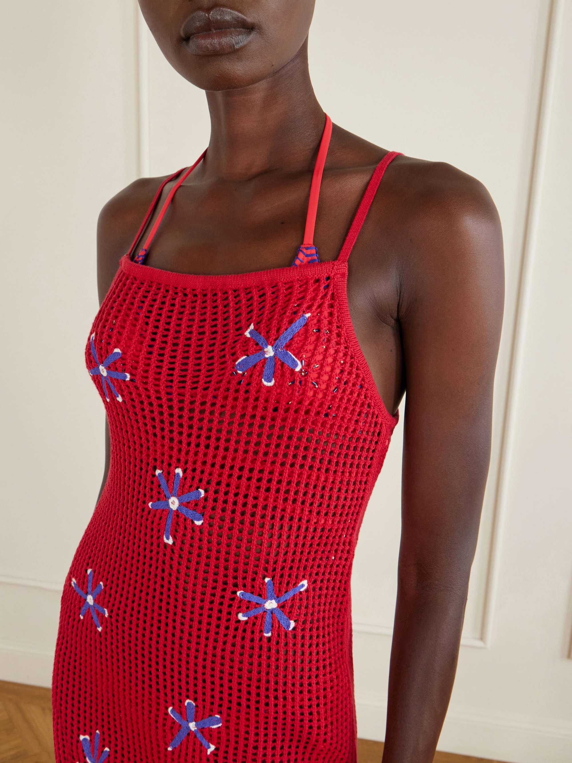 staud crochet dress NWT STAUD Constanza Dress Beige Multi Medium Embellished Crochet Luxe  Resort
