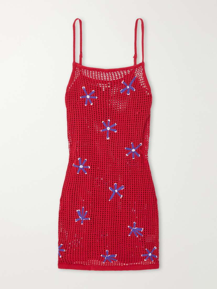 Staud Rio Crocheted Cotton Mini Dress
