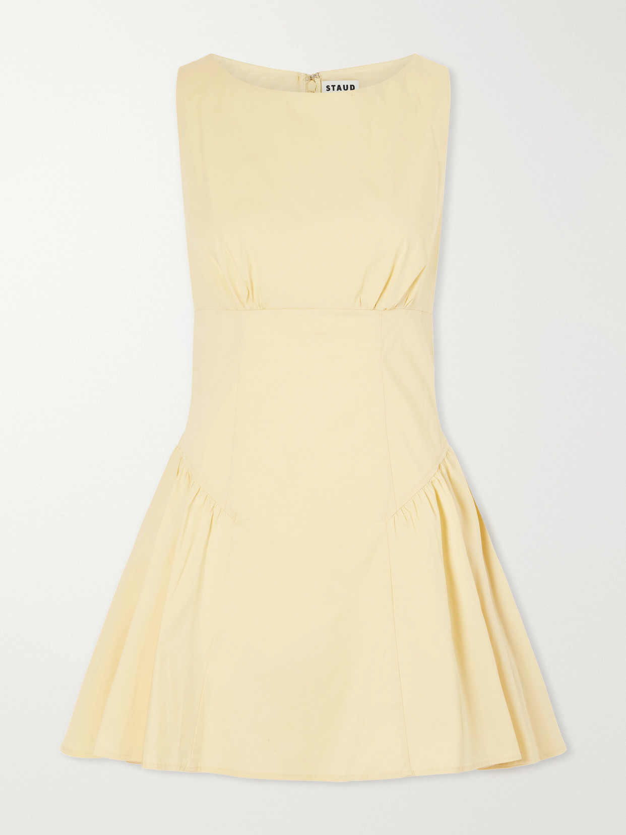 STAUD - Gwen Paneled Cotton-blend Poplin Mini Dress - Yellow
