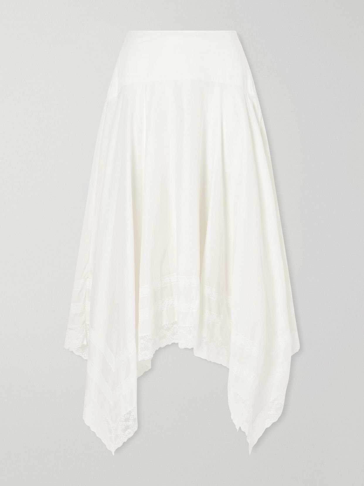 ainsley asymmetric lace trimmed cotton voile maxi skirt