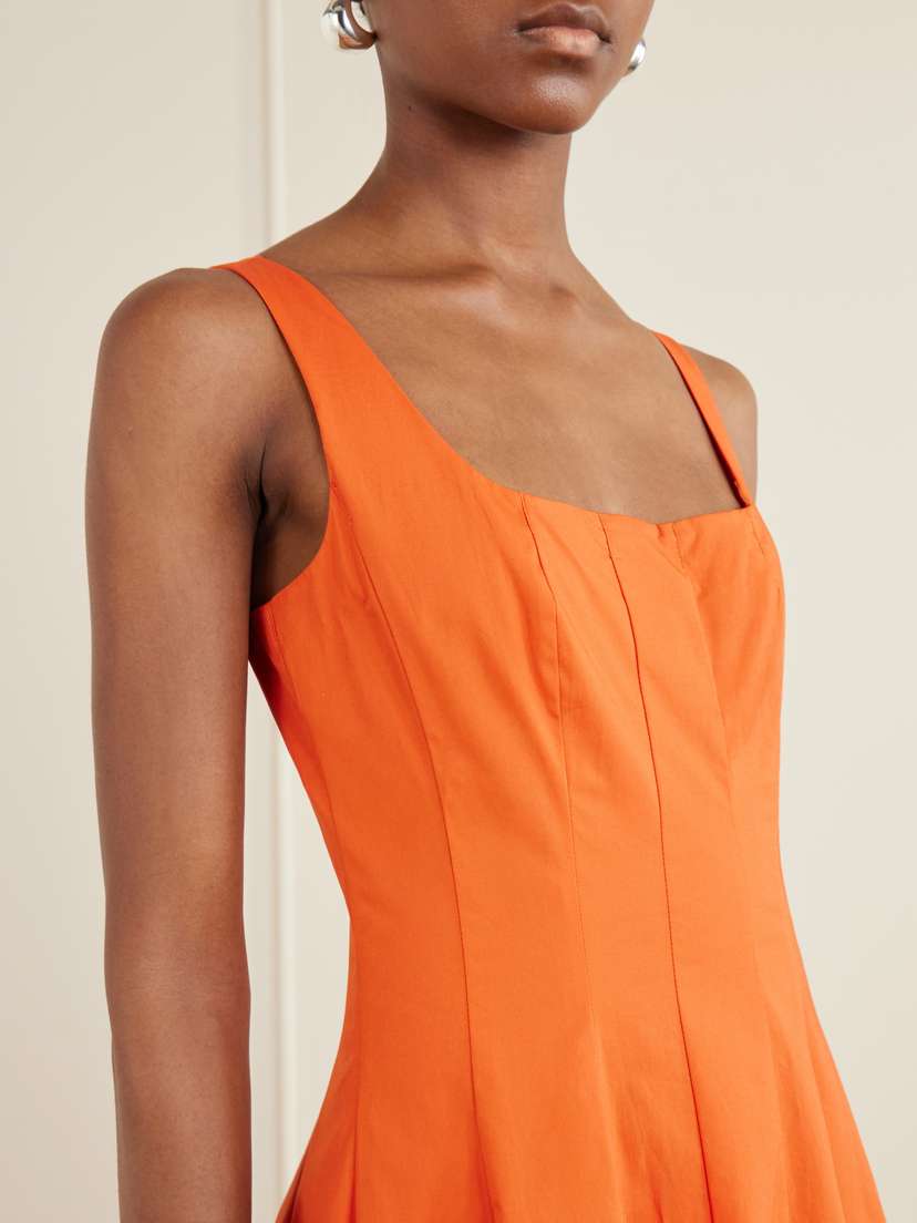 Staud Wells Pleated Cotton-blend Poplin Midi Dress | Thumbnail 4 Staud Wells Pleated Cotton-blend Poplin Midi Dress | Thumbnail 4