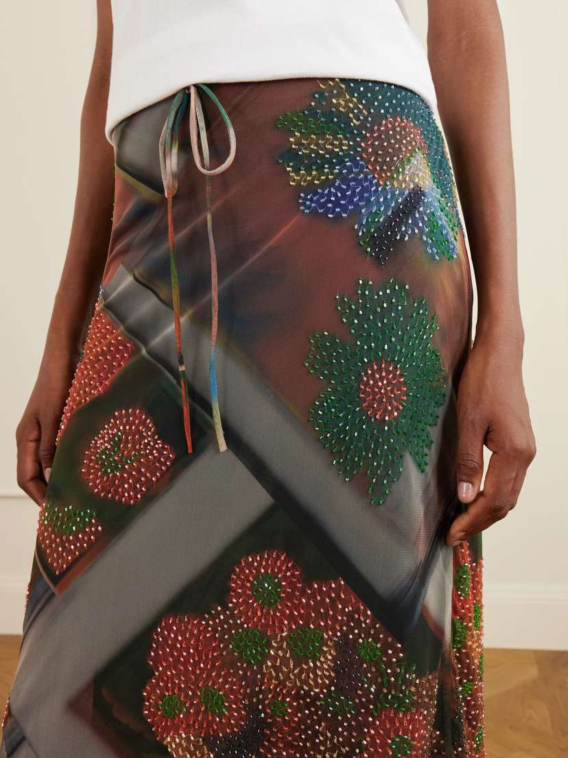 Staud Lucia Bead-embellished Printed Tulle Midi Skirt | Thumbnail 5 Staud Lucia Bead-embellished Printed Tulle Midi Skirt | Thumbnail 5