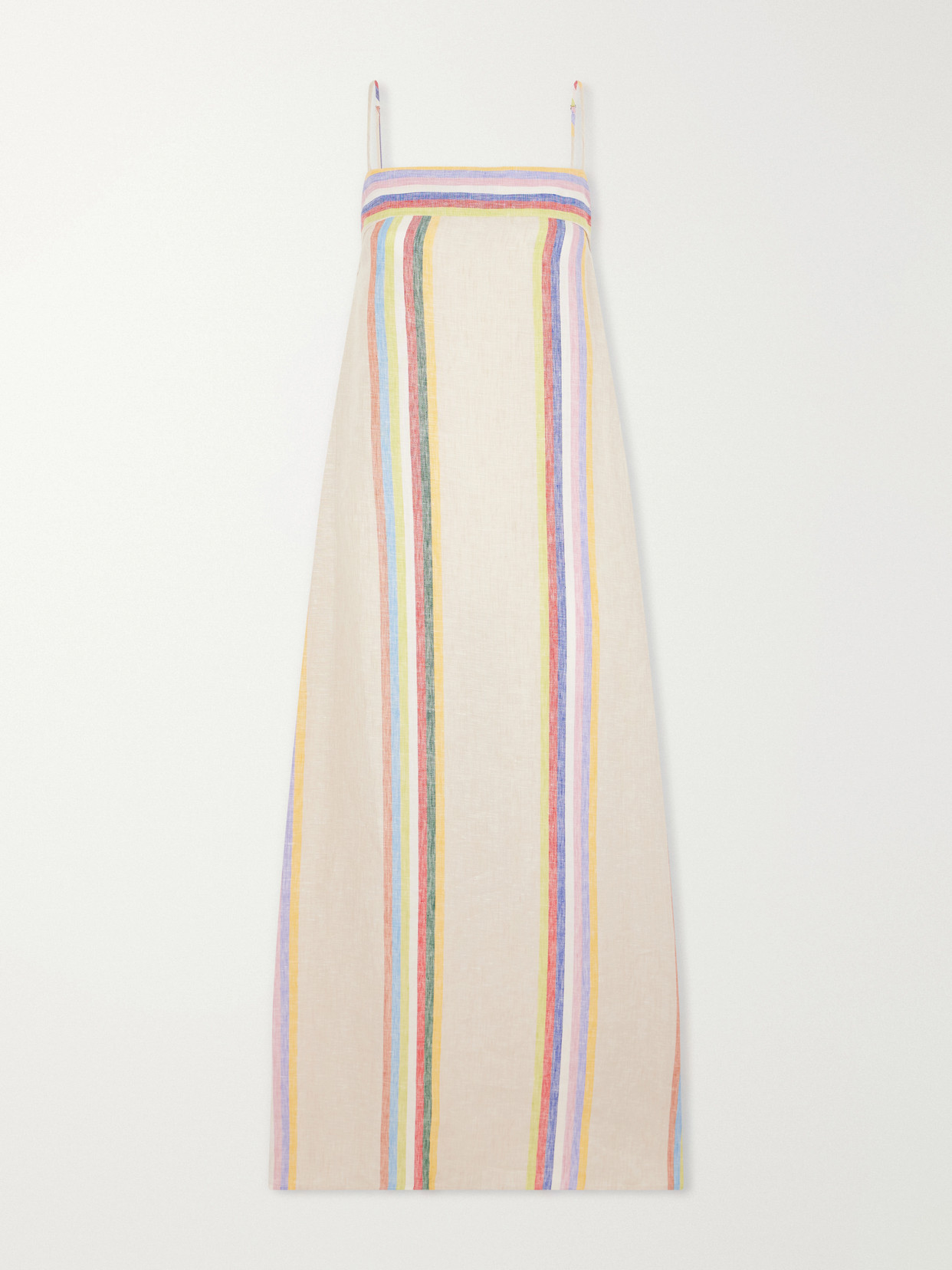 Staud Laura Striped Linen Maxi Dress In Multi