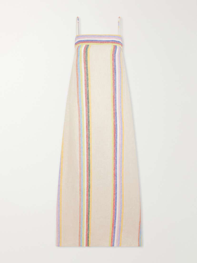 Staud Laura Striped Linen Maxi Dress