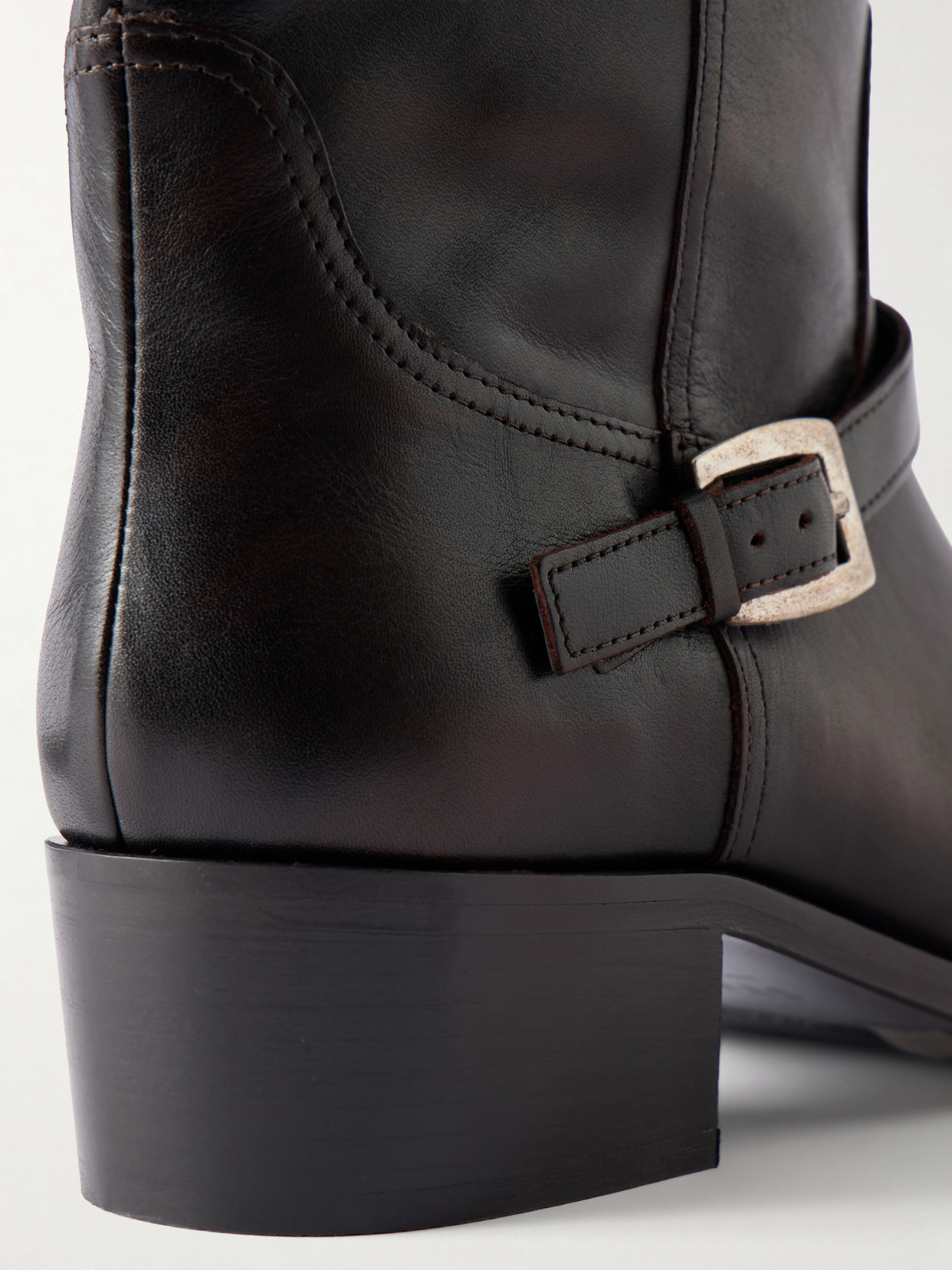 Staud Solid Color Leather Knee Boots In Brown