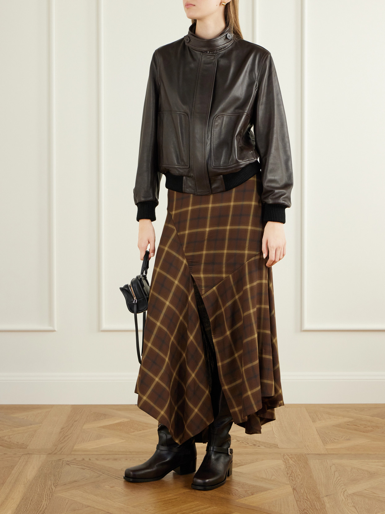 Staud Solid Color Leather Knee Boots In Brown