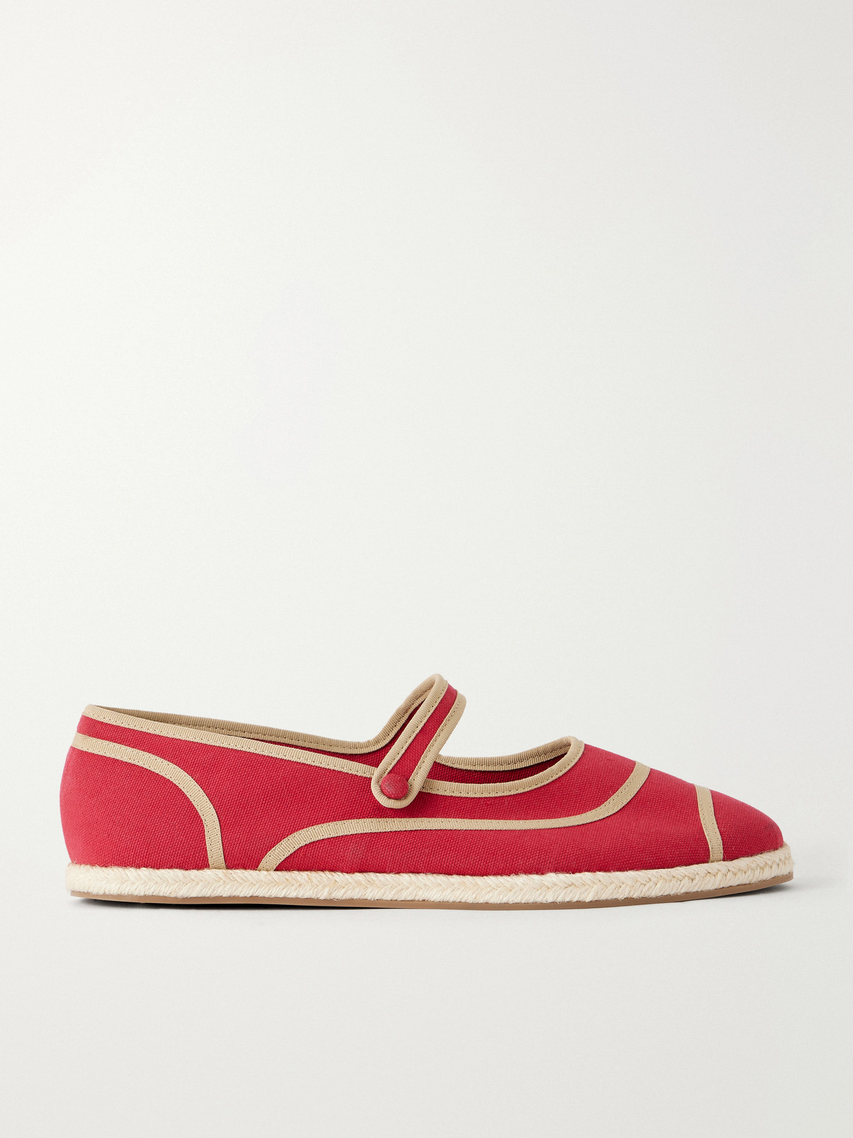 Staud Nora Canvas Espadrille Mary Jane Flats In Pink