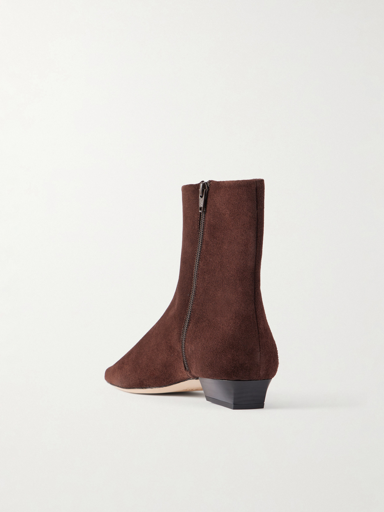 Staud Solid Color Suede Ankle Boots In Brown