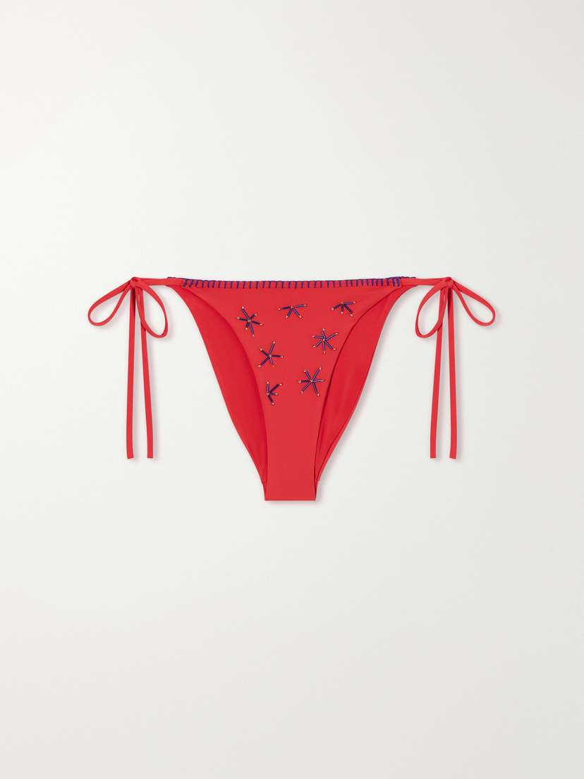 Staud Sisley Bead-embellished Bikini Briefs - Women's Clothing