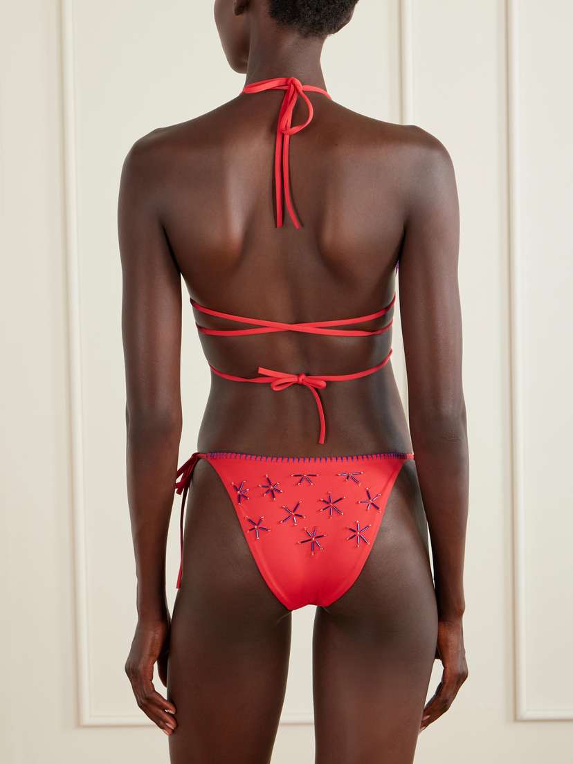 Staud Lido Bead-embellished Triangle Bikini Top | Thumbnail 3 Staud Lido Bead-embellished Triangle Bikini Top | Thumbnail 3