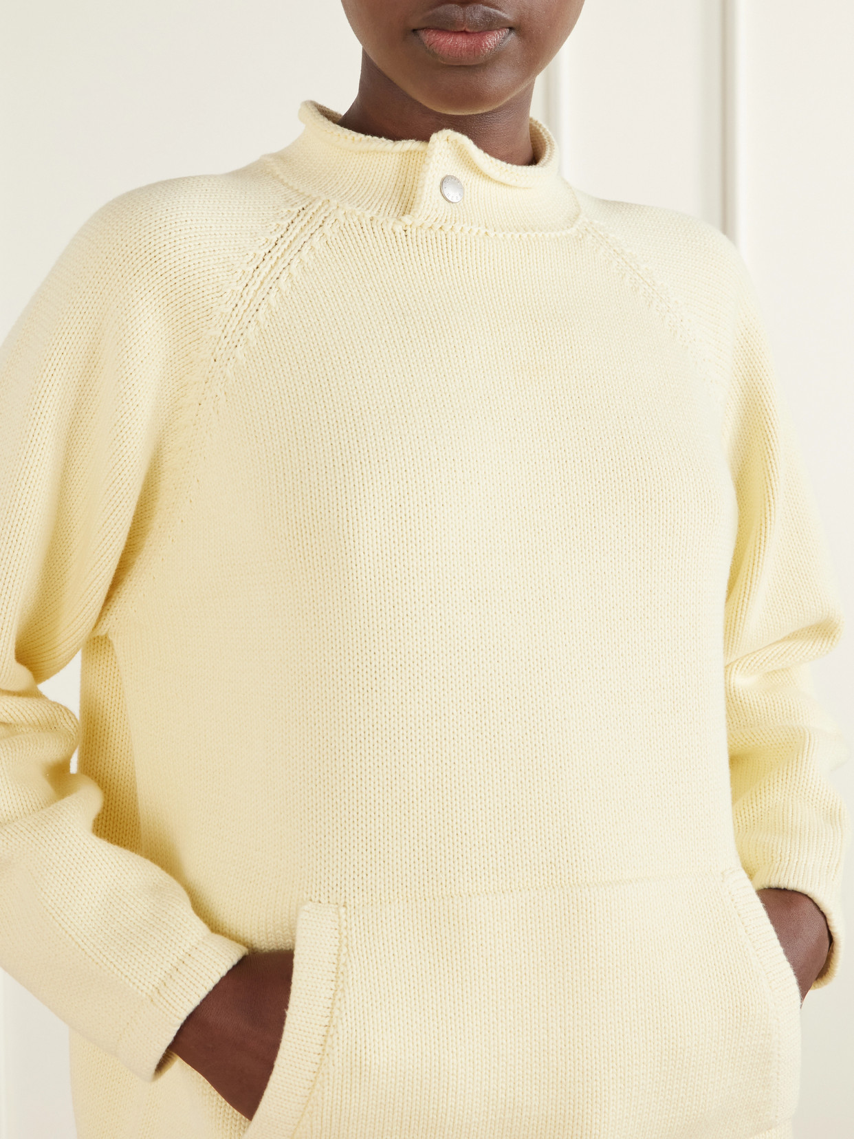 Snap Collar Cotton Sweater
