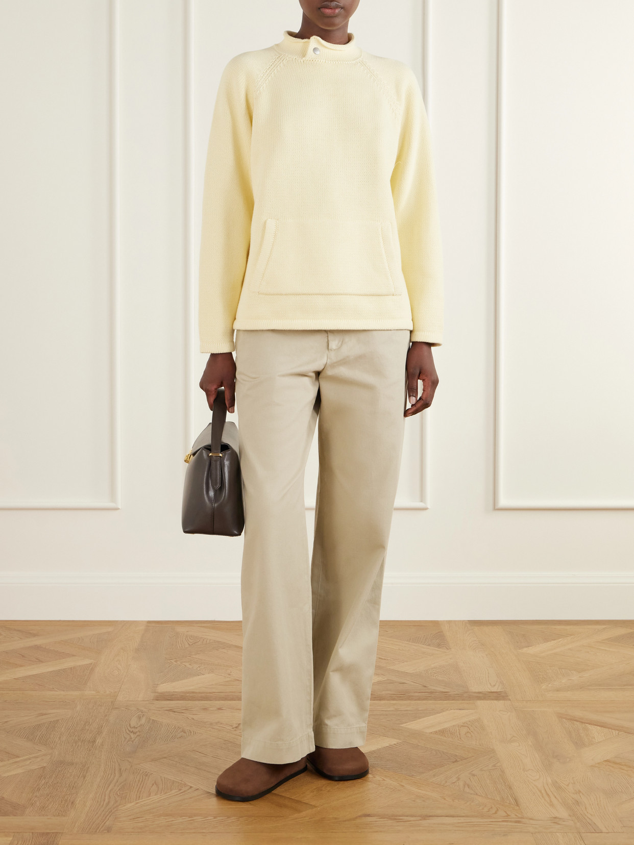Snap Collar Cotton Sweater