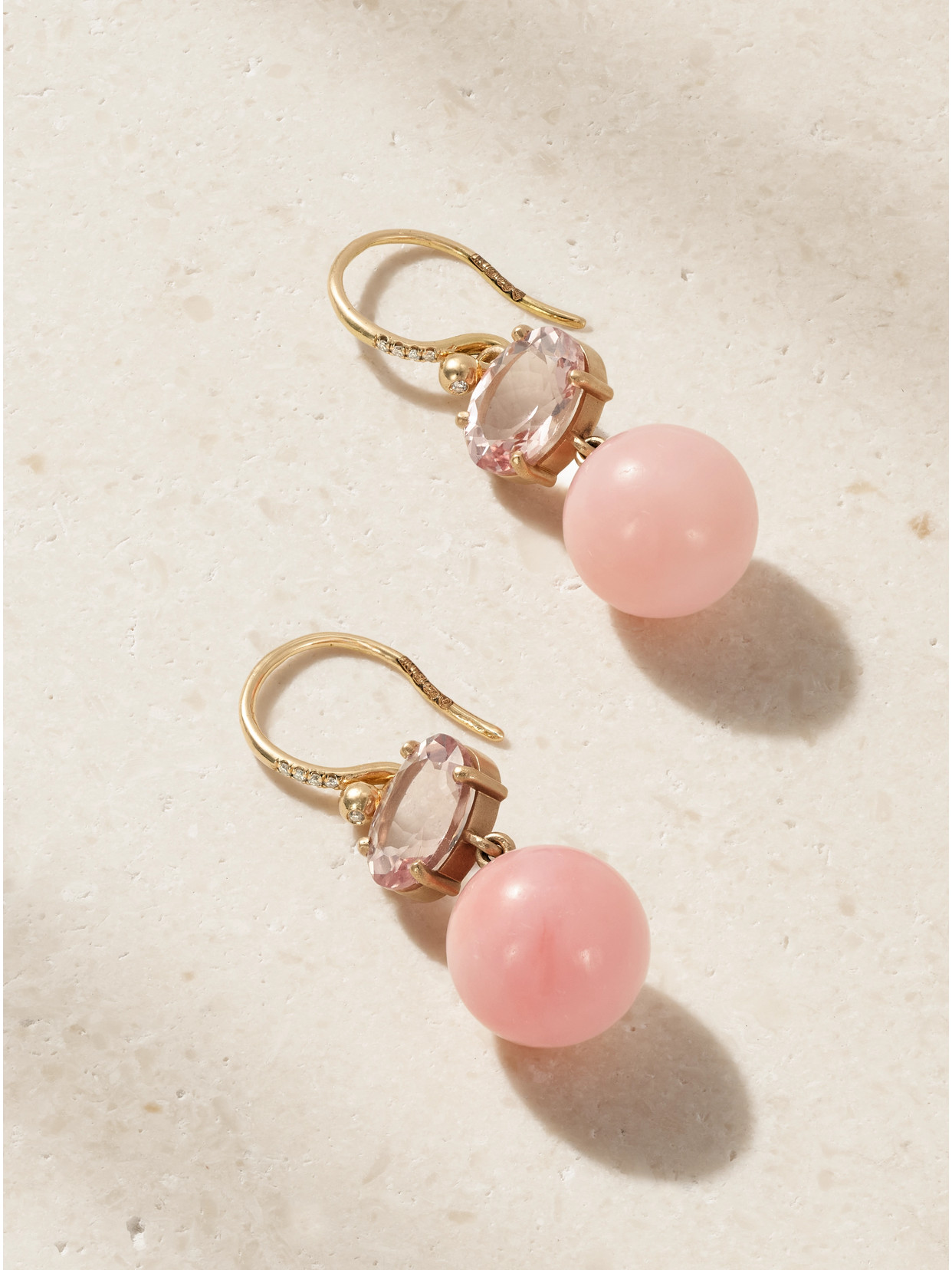 Irene Neuwirth Gumball 18-karat Rose Gold, Morganite, Opal And Diamond Earrings In Pink