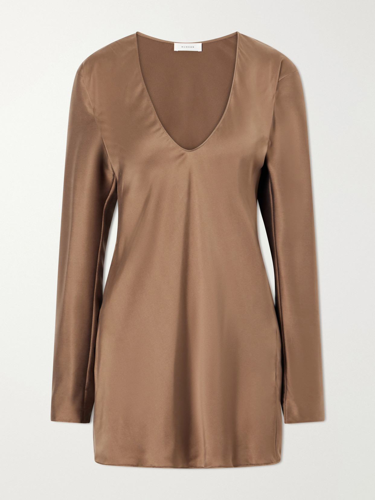 Ruohan Syros Silk-blend Satin Blouse In Brown