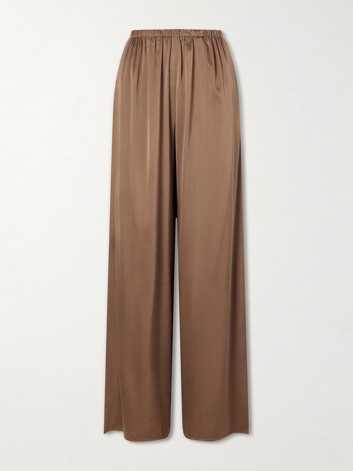 Ruohan Silk-blend Wide-leg Pants In Brown