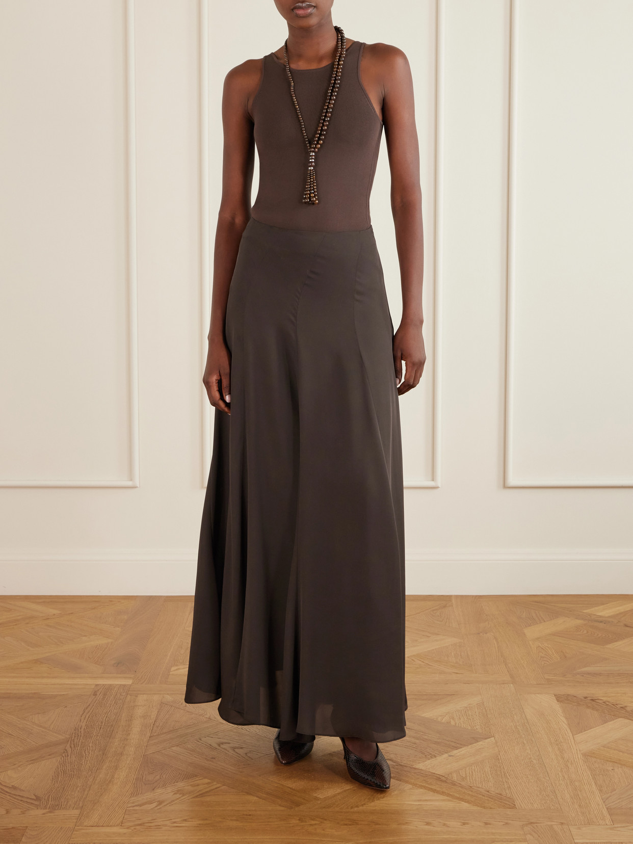 Aeris Pleated Silk-Crepe Midi