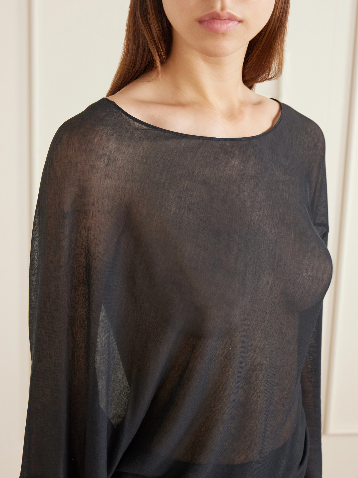 Cobia Asymmetric Gathered Cotton-Gauze Blouse