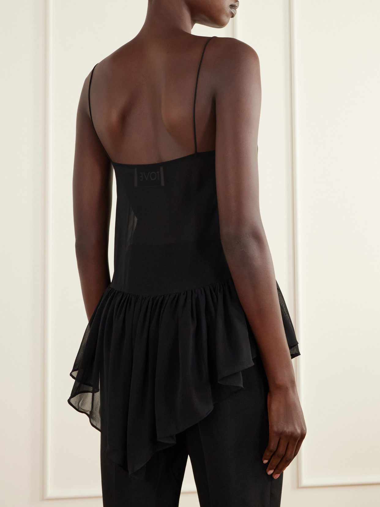 Harlowe Asymmetric Ruffled Silk-Chiffon Blouse