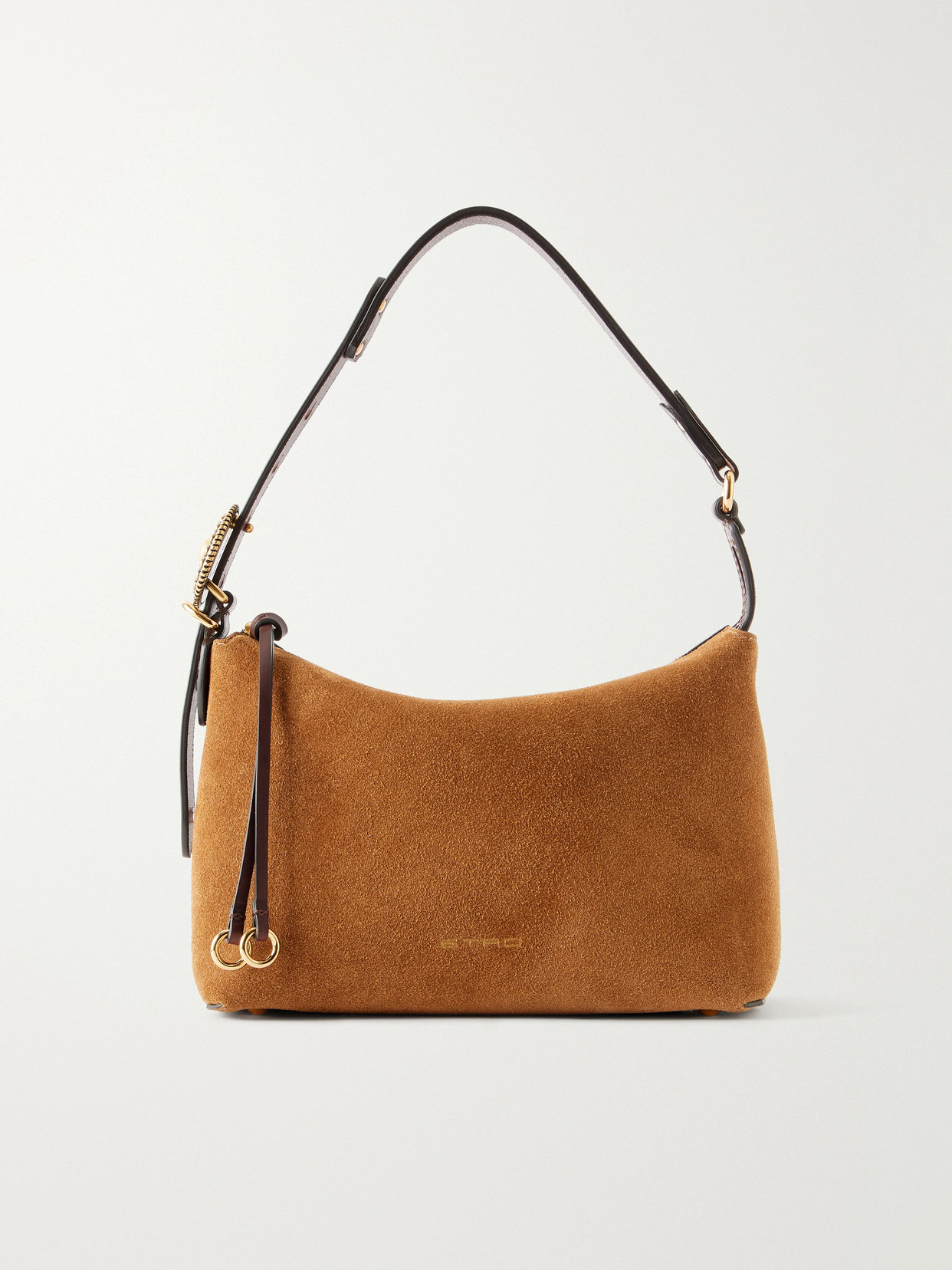 Etro Suede And Leather-trimmed Shoulder Bag In Brown