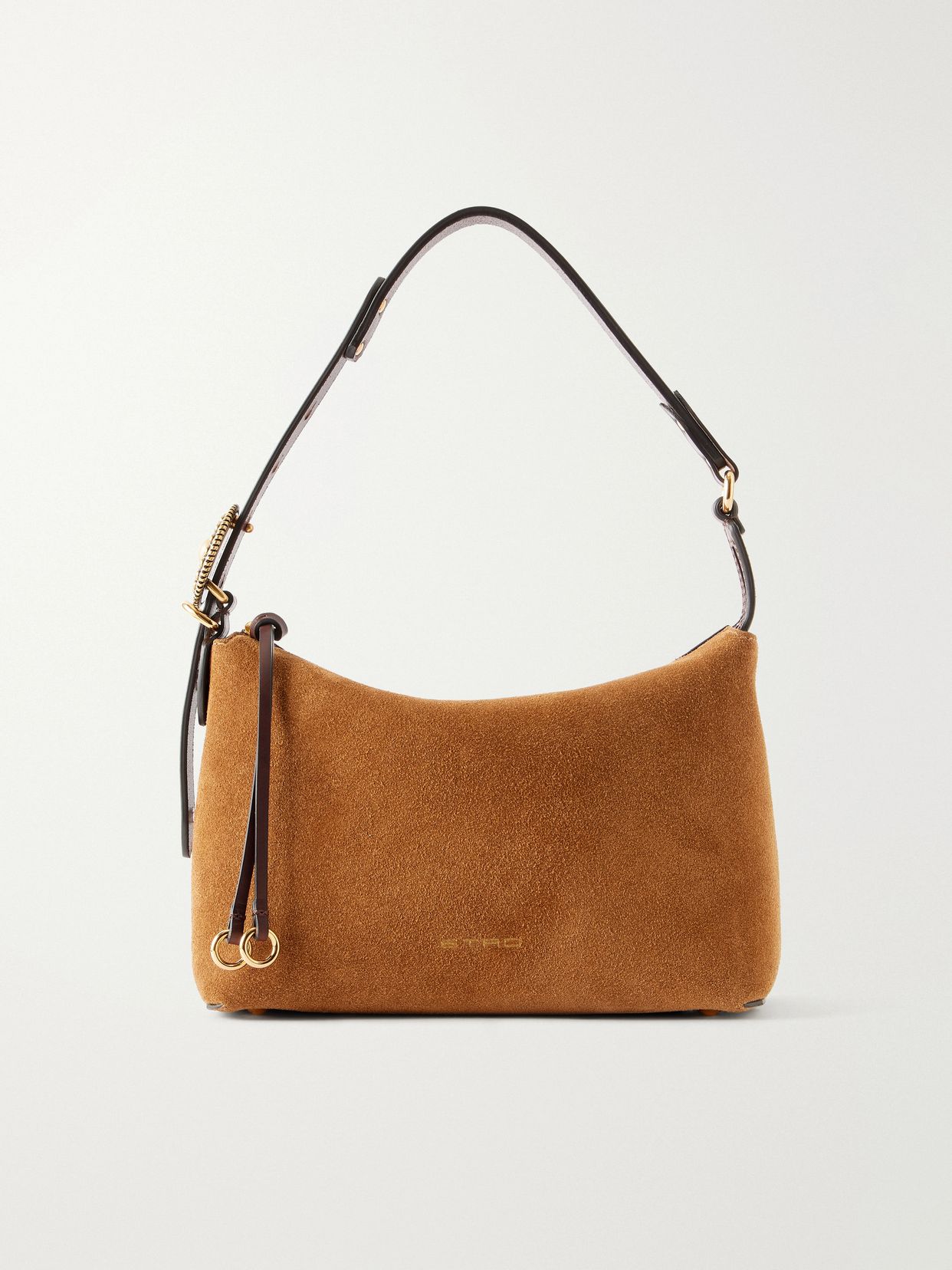 Suede And Leather Trimmed Shoulder Bag