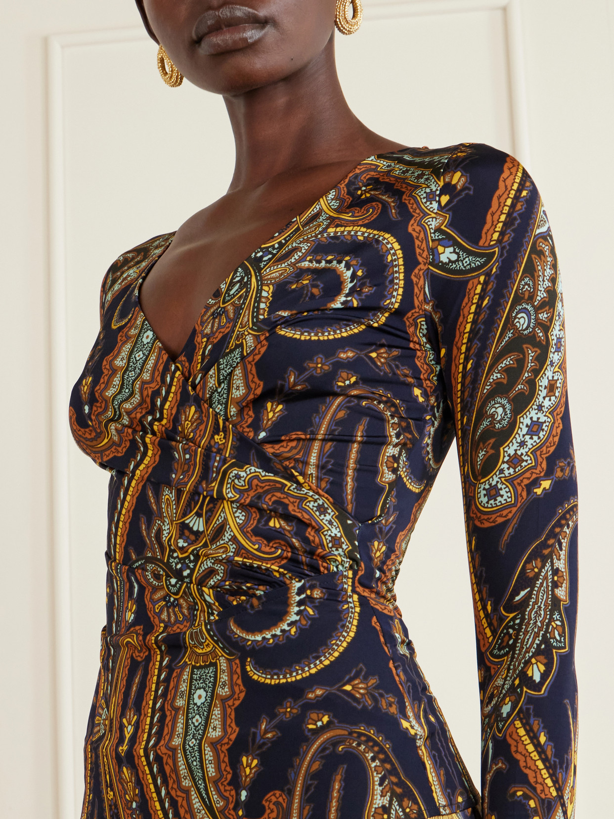 Paisley-Printed Jersey Blouse