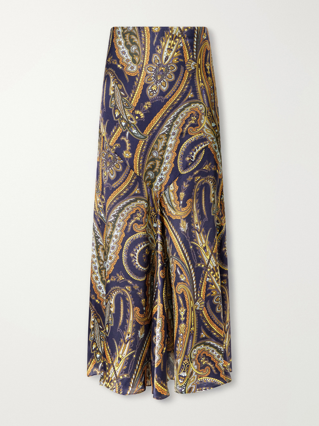 Etro Paisley-print Satin Midi Skirt In Purple