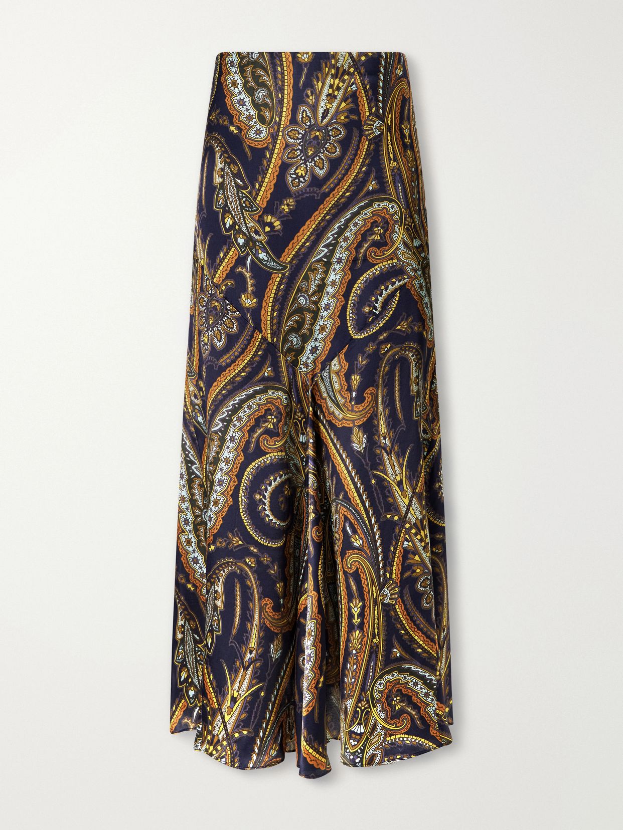 paisley print satin midi skirt