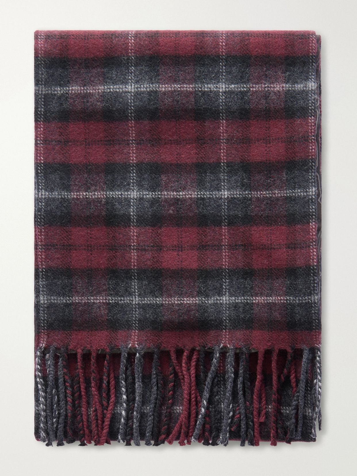 Fringed Checked Wool Scarf