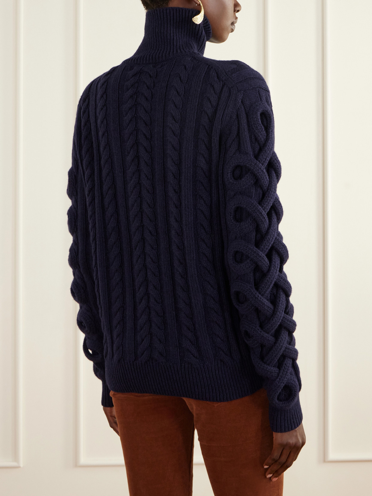 Cable-Knit Wool-Blend Turtleneck Sweater