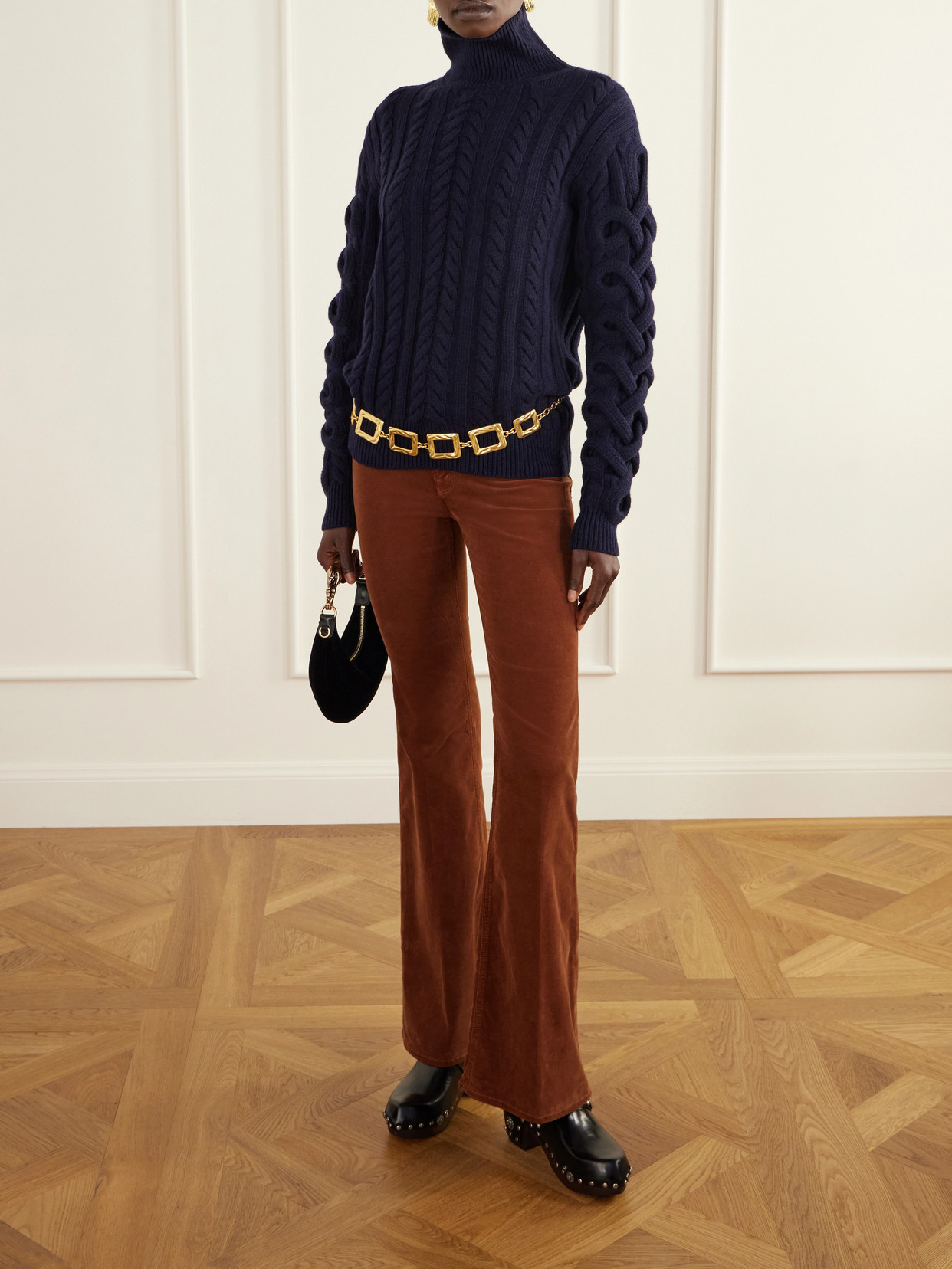 Cable-Knit Wool-Blend Turtleneck Sweater