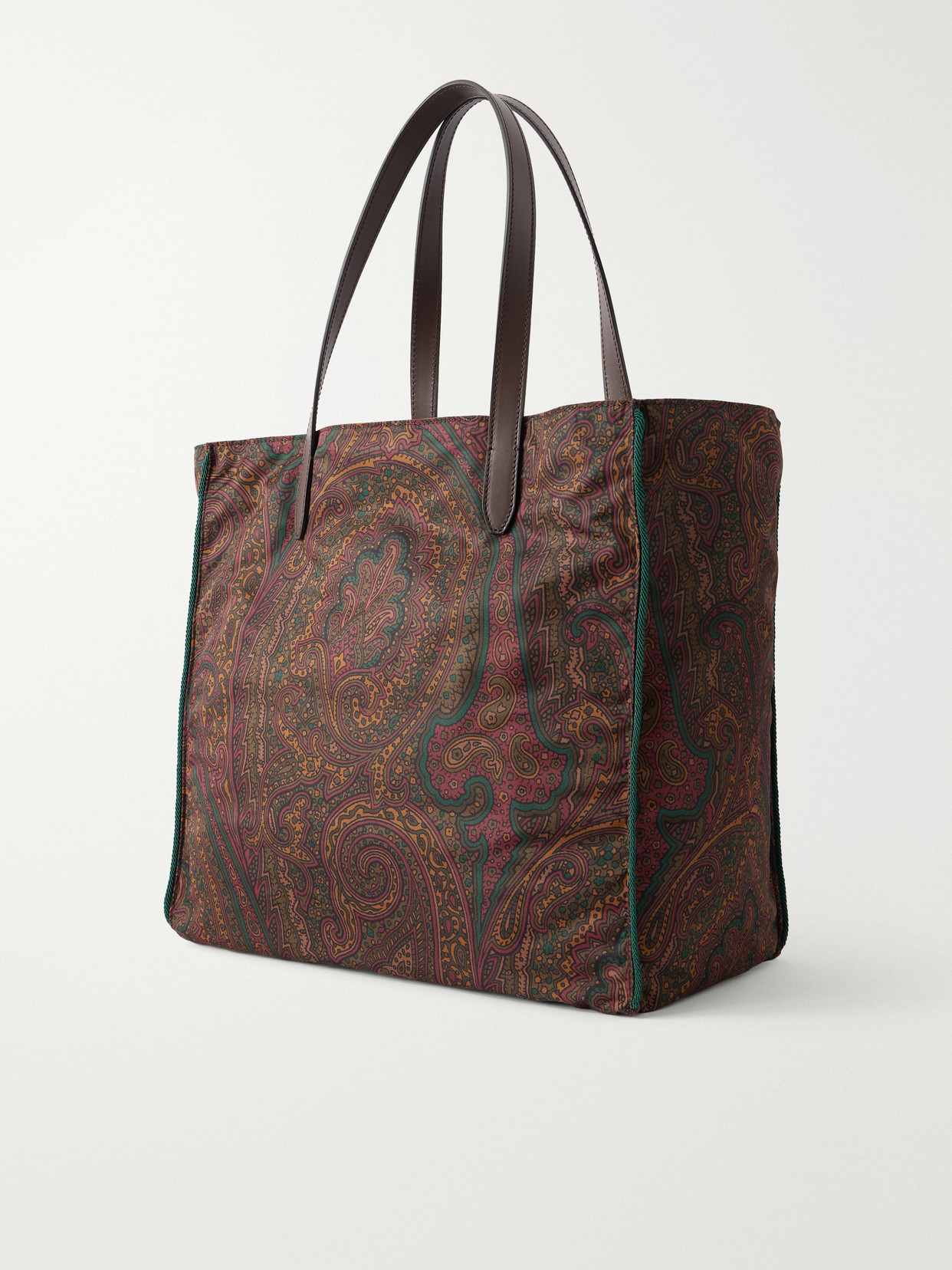 Etro Printed Leather-trimmed Shell Tote Bag In Multi