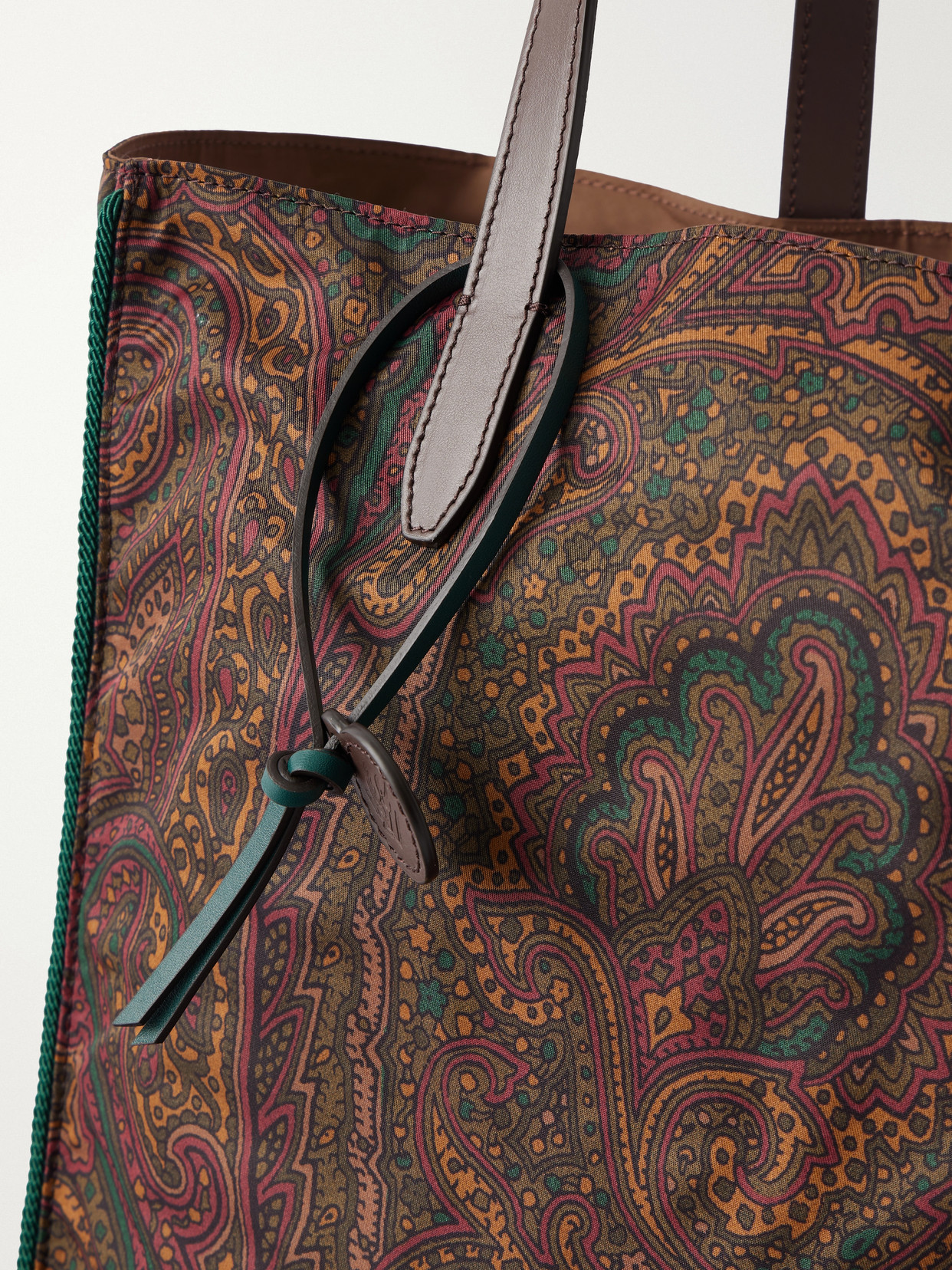 Etro Printed Leather-trimmed Shell Tote Bag In Multi