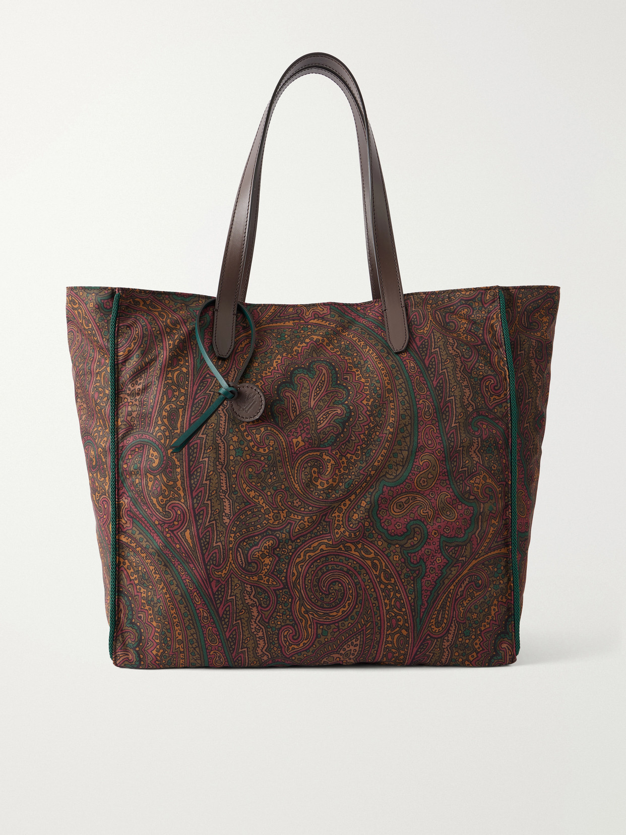 Etro Printed Leather-trimmed Shell Tote Bag In Multi