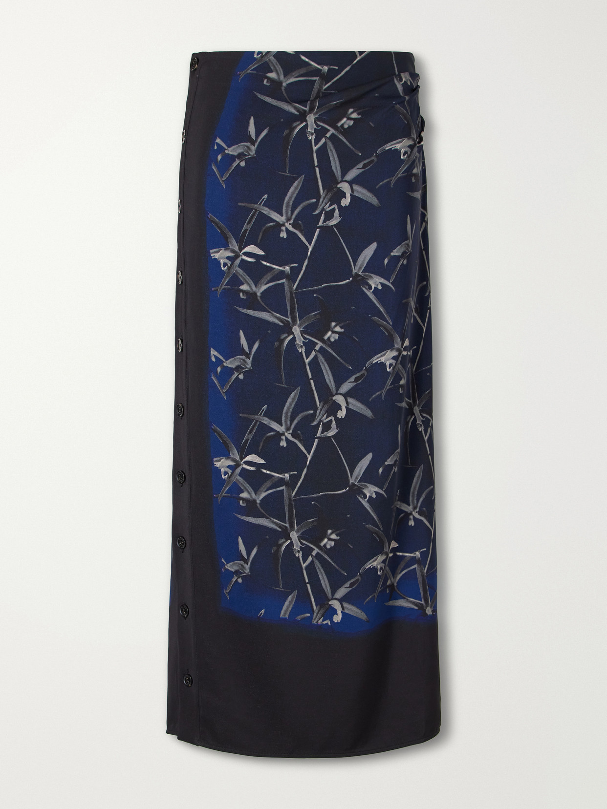 Proenza Schouler Anais Floral-print Button-detailed Gathered Stretch Skirt In Black
