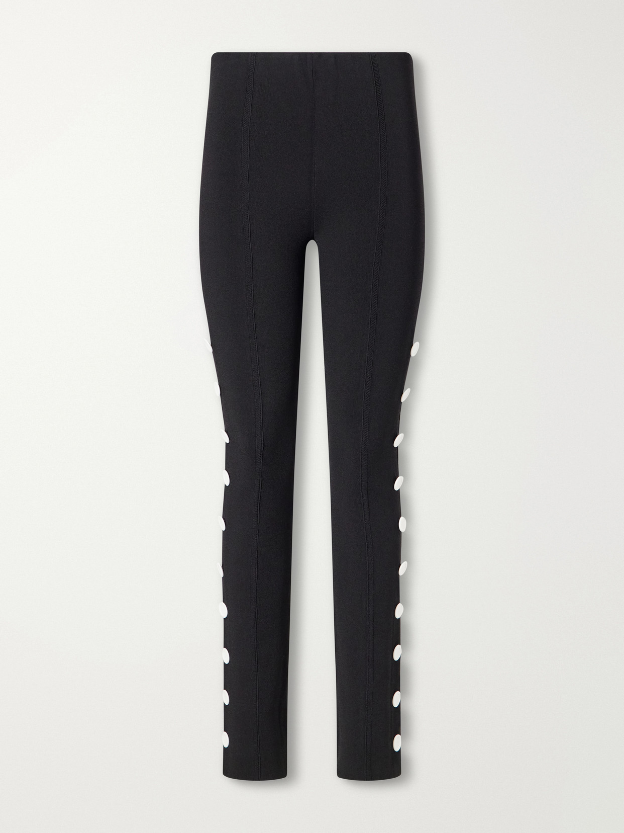Proenza Schouler Button-embellished Stretch-jersey Skinny-leg Pants In Black