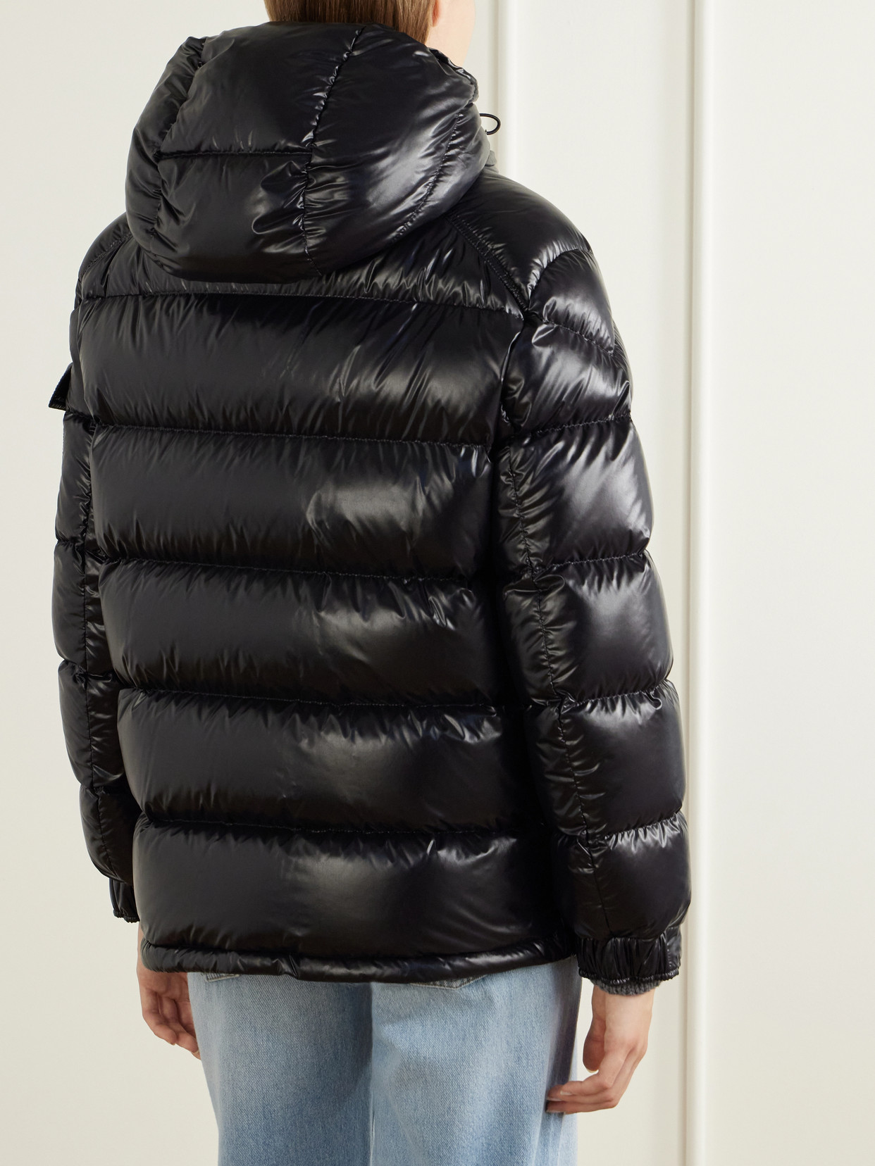 Maire Hooded Quilted Glossed-Shell Down Jacket