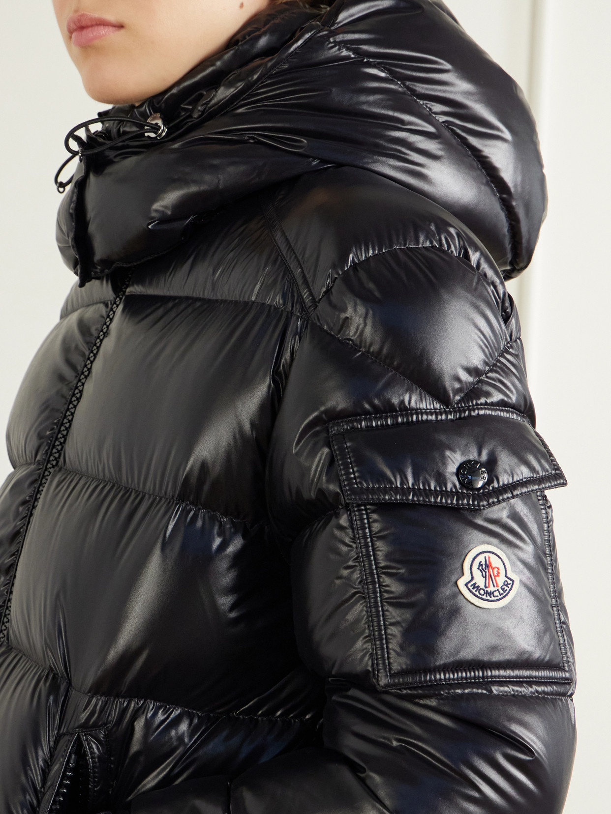 Maire Hooded Quilted Glossed-Shell Down Jacket