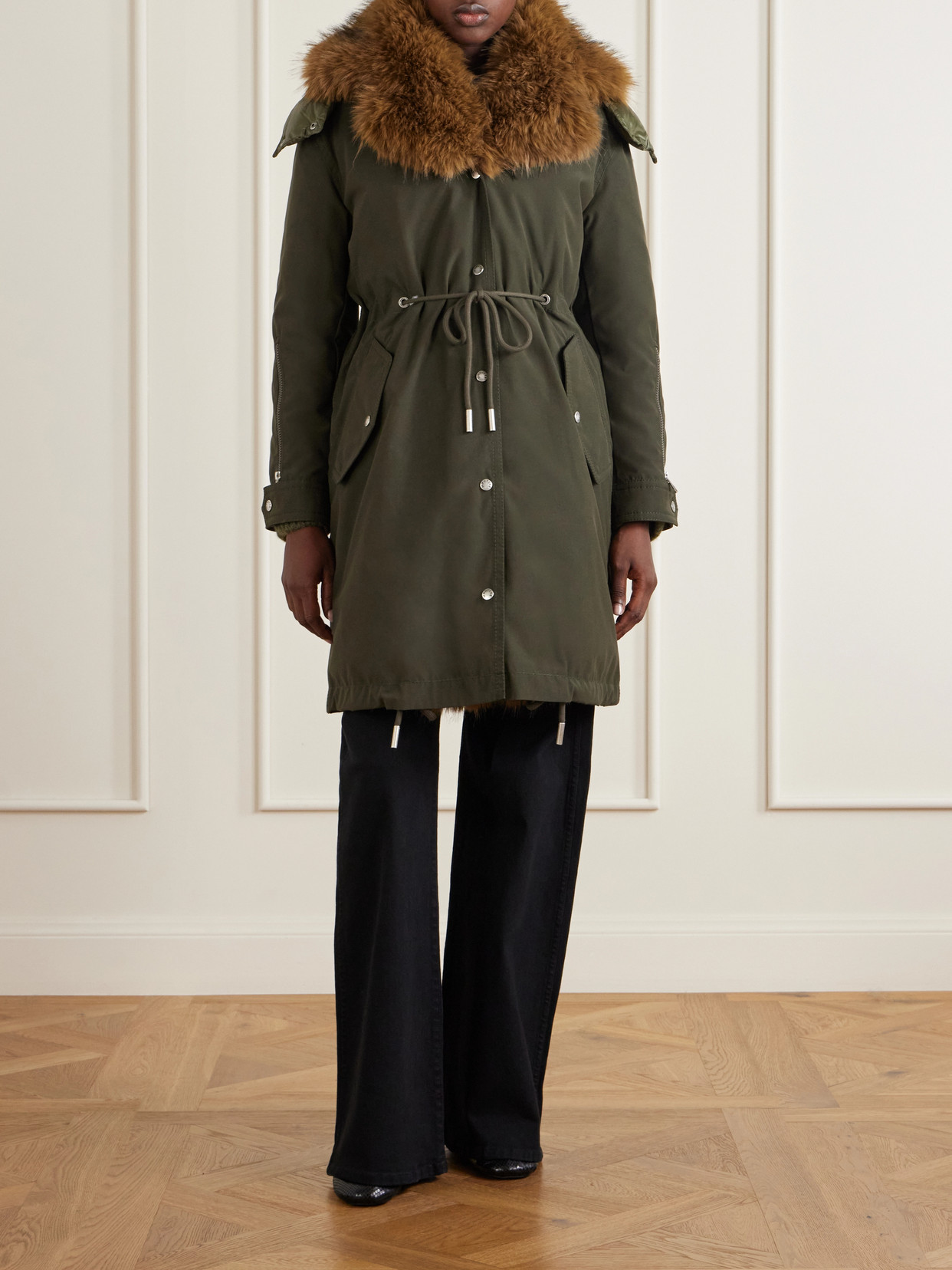 Halicte Hooded Plush-Trimmed Shell Down Parka Jacket