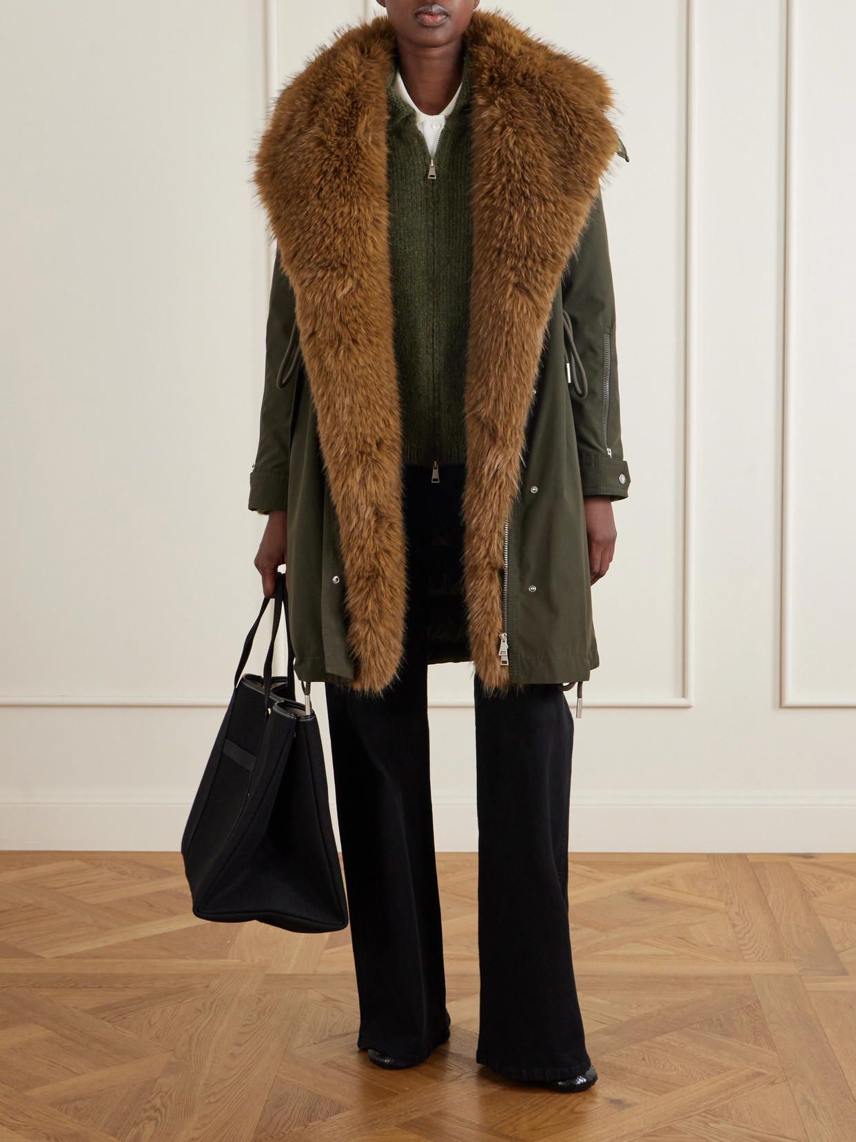Halicte Hooded Plush-Trimmed Shell Down Parka Jacket