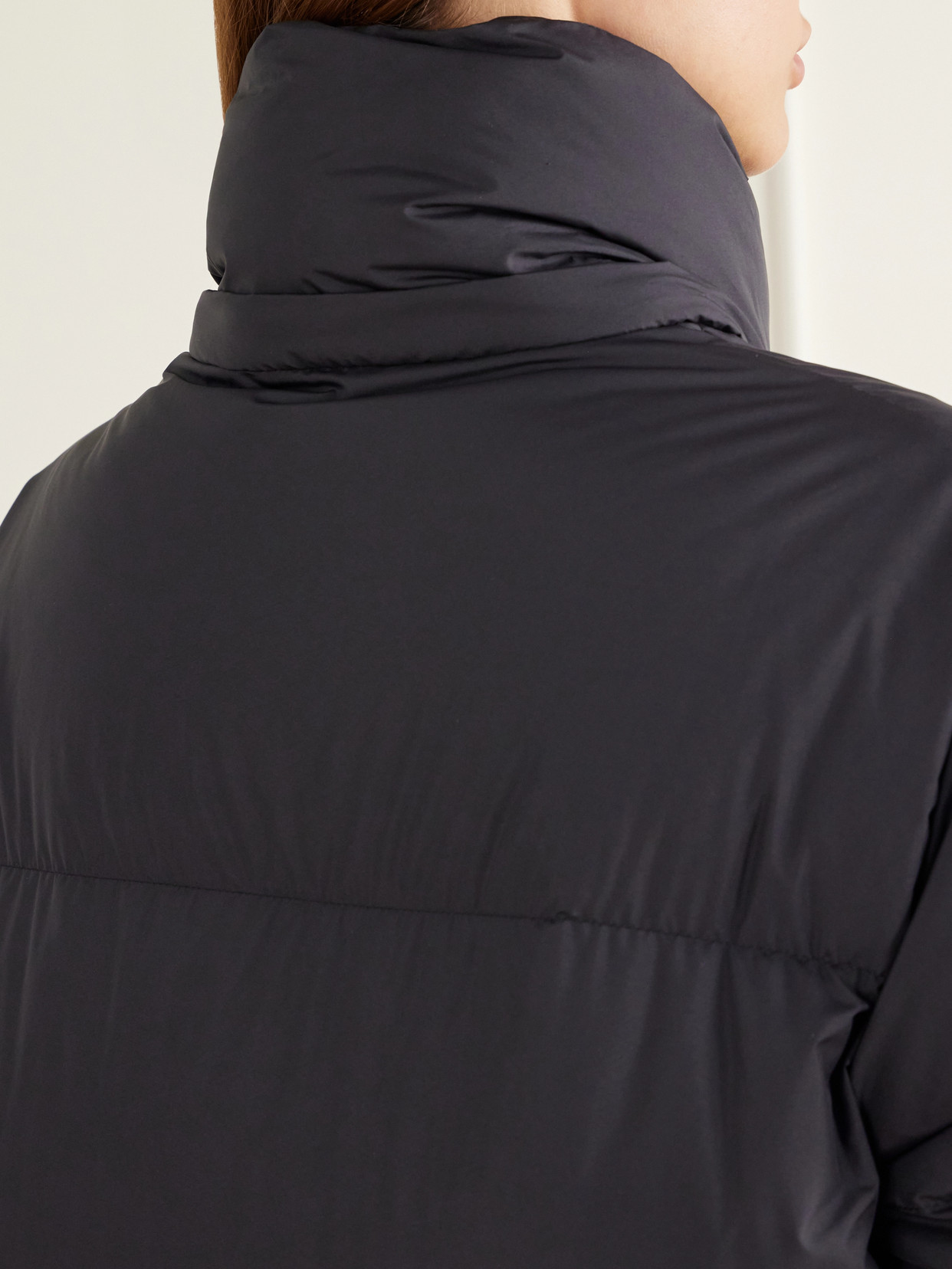 Ornement Quilted Scarf-Detailed Rib-Trimmed Down Coat
