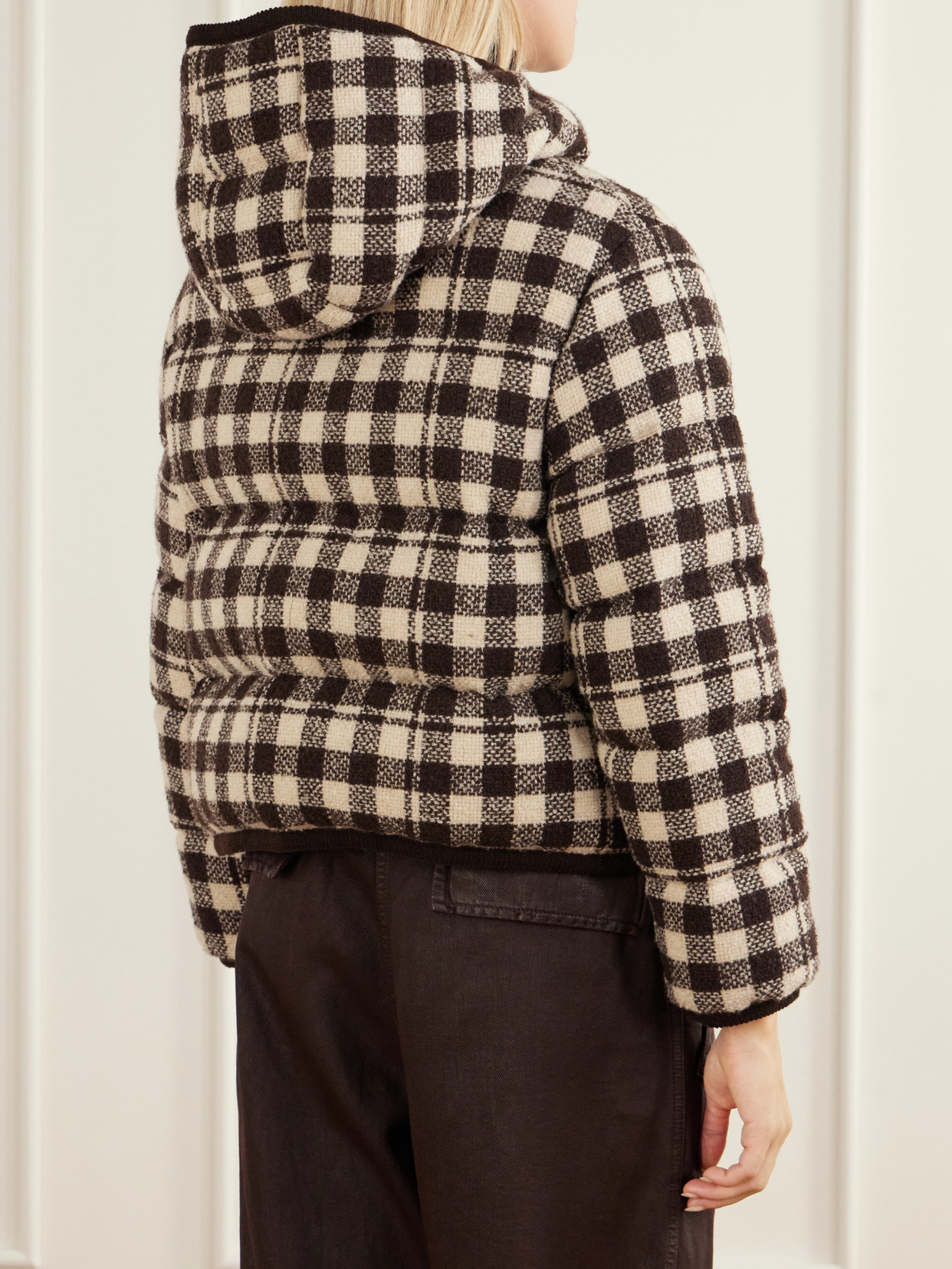 Abstraction Checked Wool-Blend Down Jacket