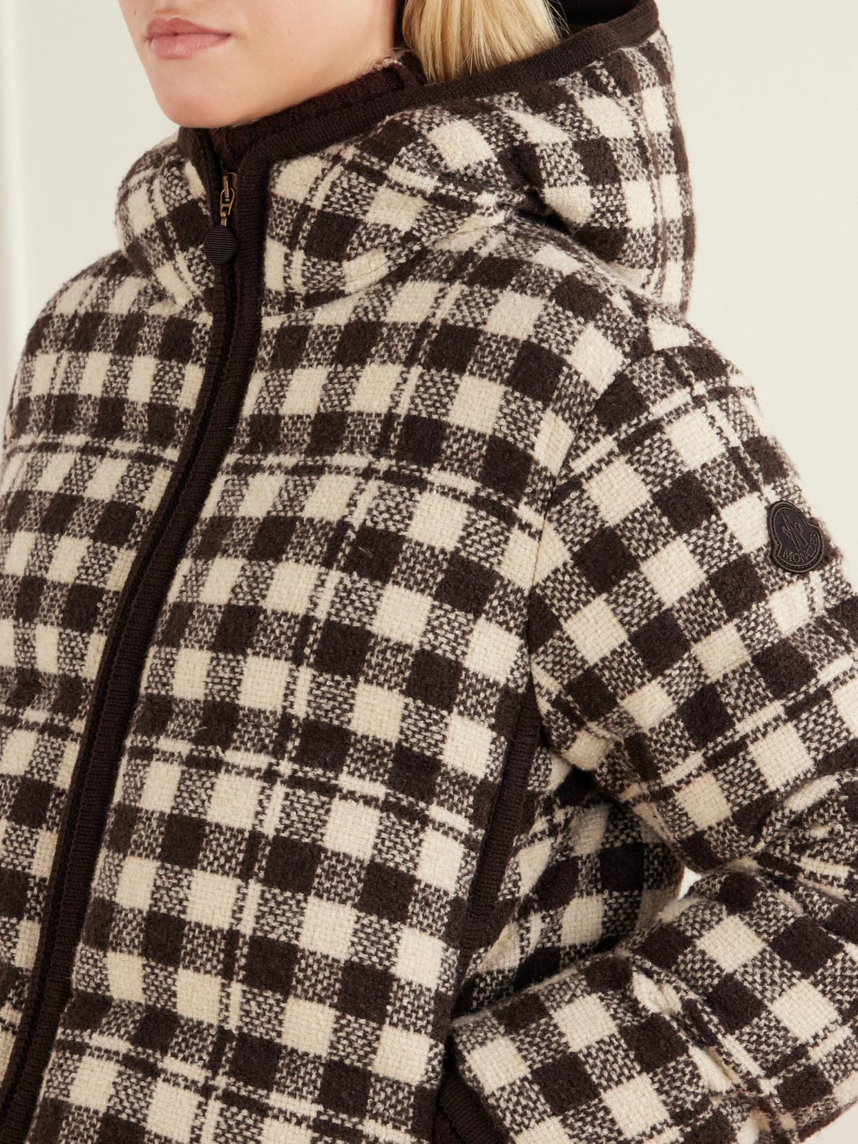 Abstraction Checked Wool-Blend Down Jacket