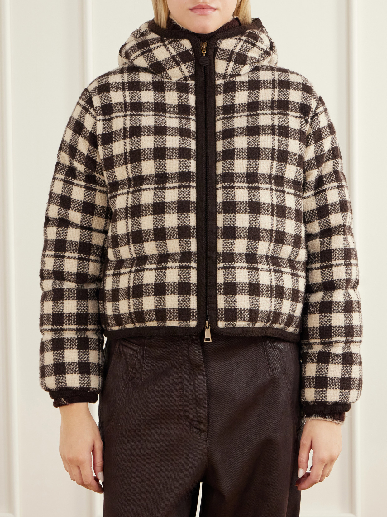 Abstraction Checked Wool-Blend Down Jacket