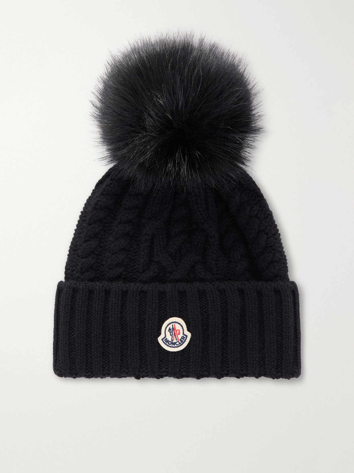 Moncler Plush-trimmed Wool And Cashmere-blend Beanie In Black